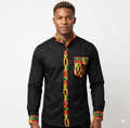 Men's African Print Stand Collar Shirt