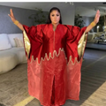 African Women 2 pieces Kaftan Set in Green and Red.Available in L XL and XXL